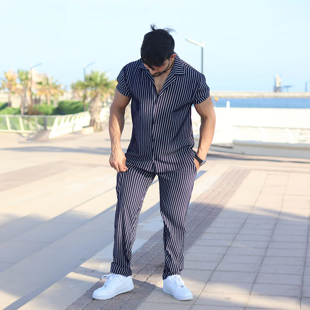 Linen Blue & White stripe Cord Set