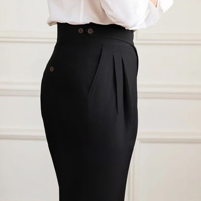 Luxury Modern Fit Gurkha Pant -Plain Black