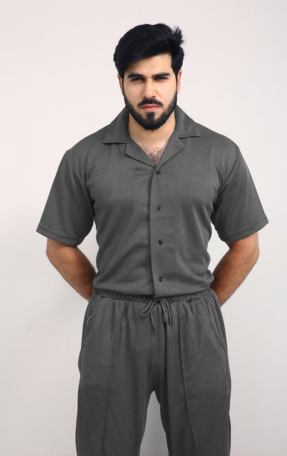 Luxury Men's Textured Co-ord set Grey