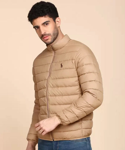 Beige Pony Full Sleeves Puffer Jacket - P/N