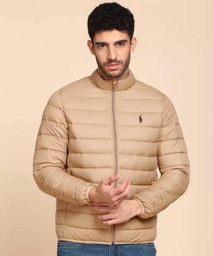 Beige Pony Full Sleeves Puffer Jacket - P/N