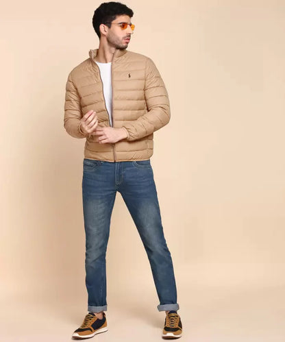 Beige Pony Full Sleeves Puffer Jacket - P/N