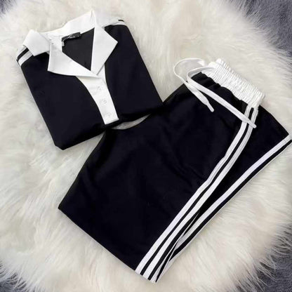 Luxury White Collar with white stripe Cord sets